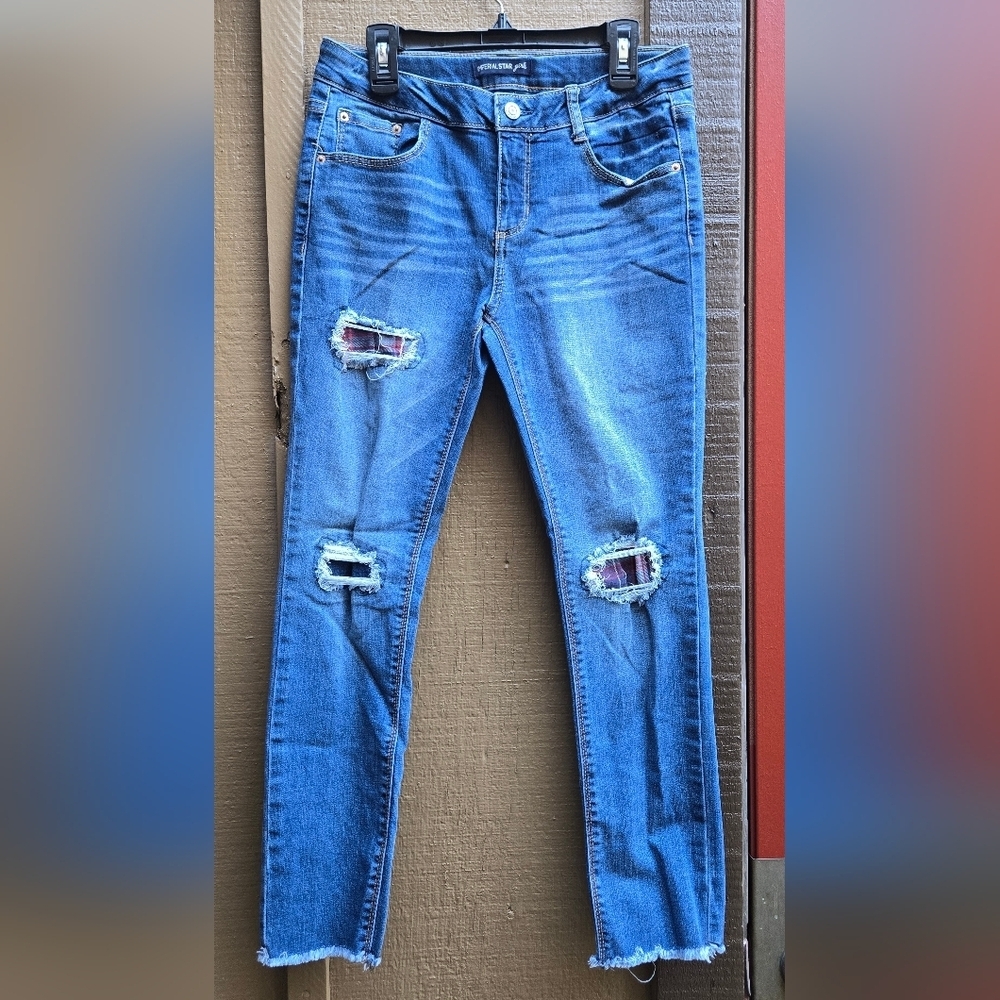 Imperial Star Ripped Blue Ankle Jeans GIRLS SZ 14